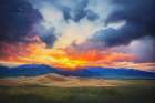 Great Sand Dunes with dramatic sunset.  (AI Generated) Art Print